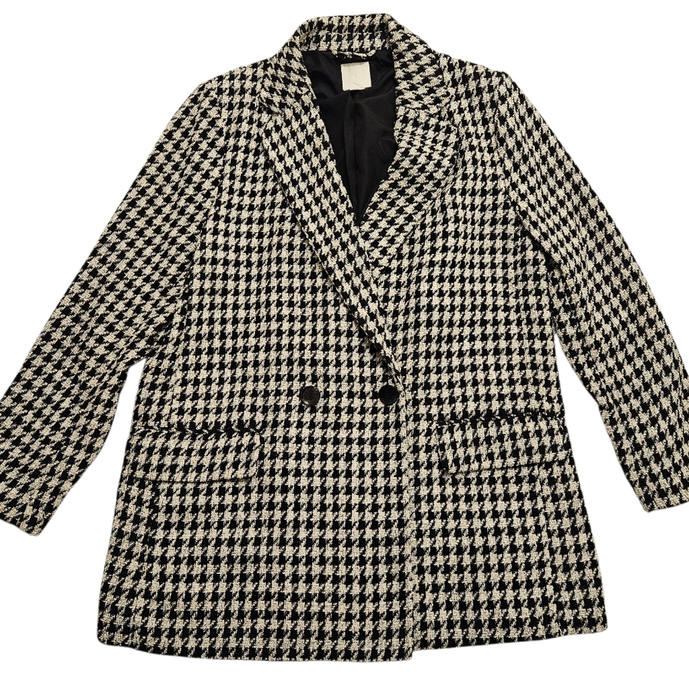 H&M Black and White Houndstooth Blazer